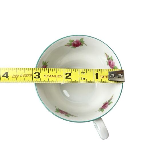 Schumann Bavaria Germany US Zone Pink Roses Floral Demitasse Cup Saucer Vintage - Picture 10 of 11